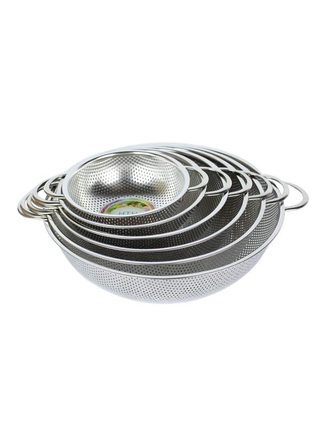 HTH Pack Of 6 Stainless Steel Strainer Colander With Handle Silver - Image 1