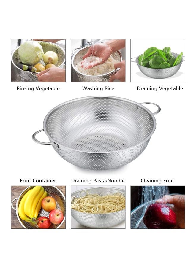 HTH Pack Of 6 Stainless Steel Strainer Colander With Handle Silver - Image 4