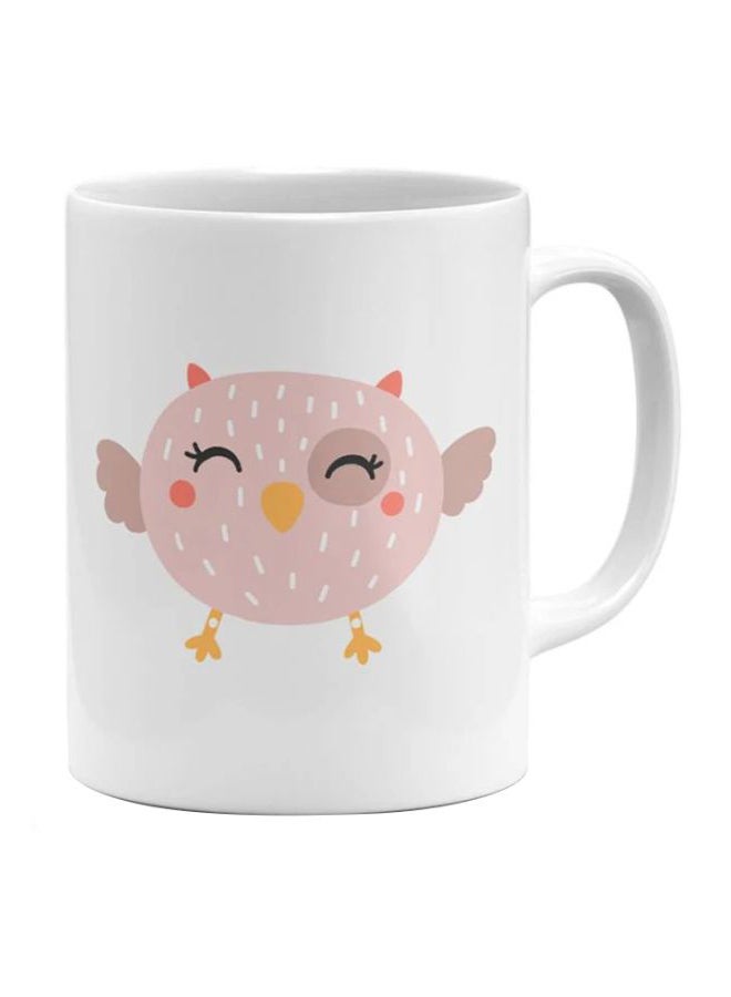 Cute Cartoonist Chicken Face Printed Mug White/Pink/Yellow 