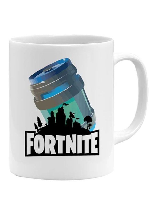 كوب مطبوع عليه عبارة"Fortnite" أبيض /رمادي/ أزرق