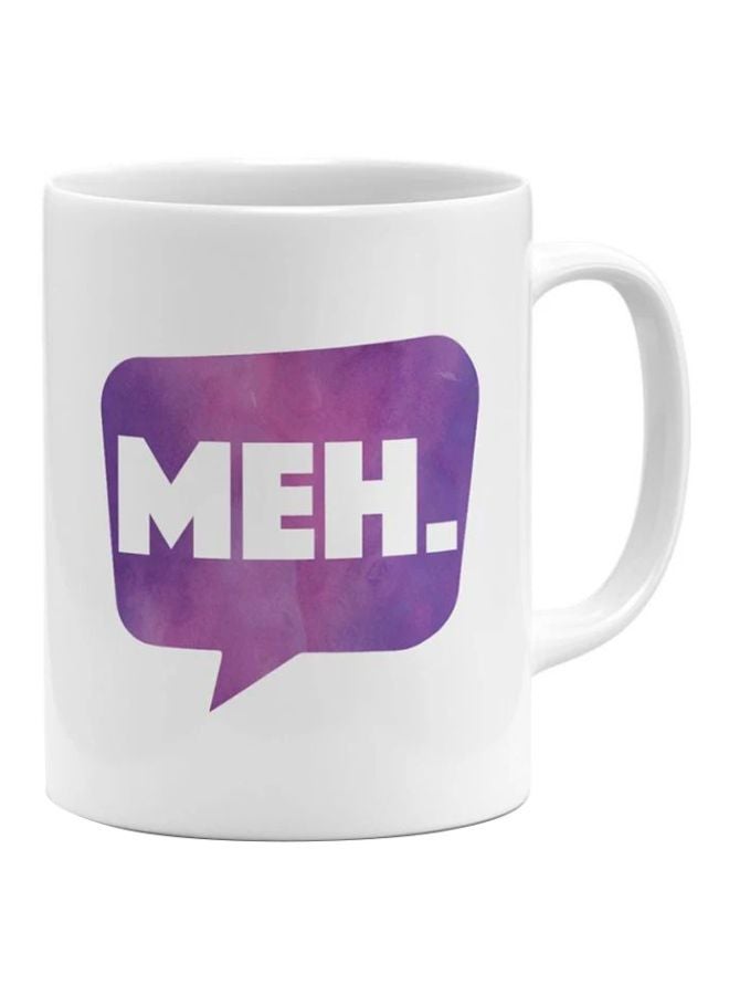 مج مطبوع عليه كلمة "Meh" > أبيض/أرجواني/وردي