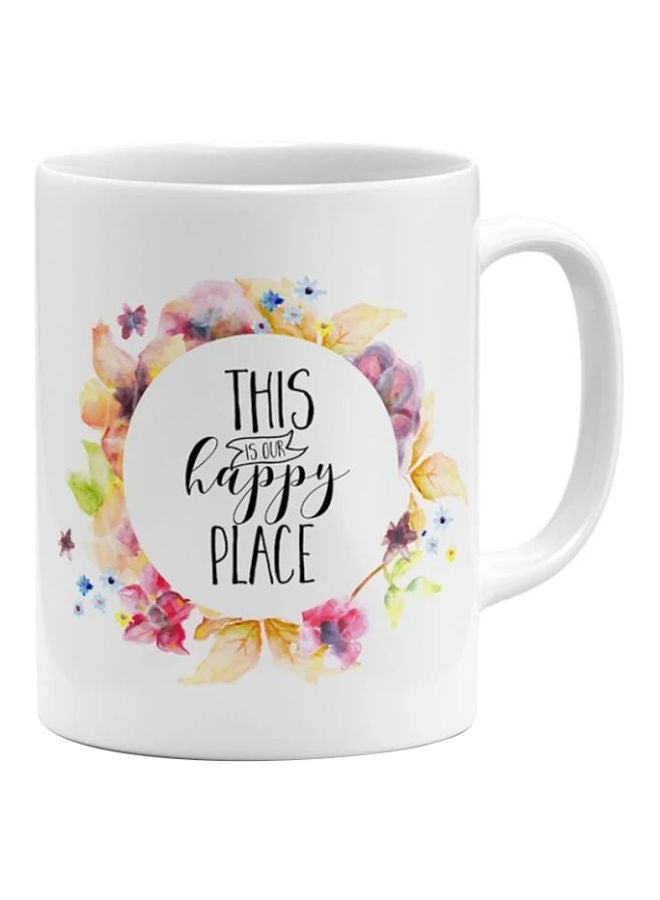 This Our Happy Place Printed Mug White/Yellow/Black