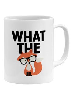 Generic What The Fox Nerdy Friend Printed Mug White/Black/Orange 