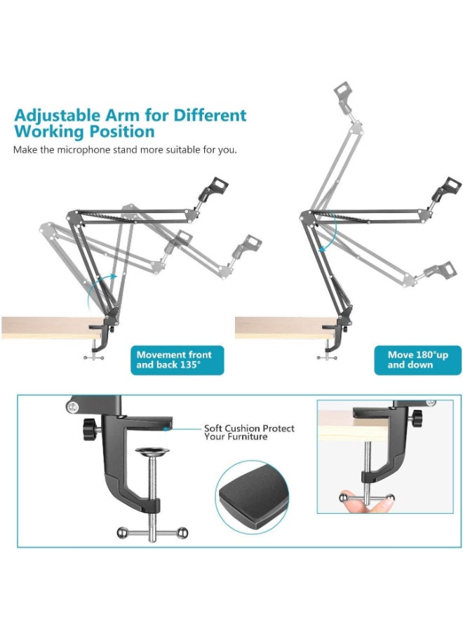 MIKE Adjustable Microphone Suspension Boom Scissor Arm Stand For Radio Broadcasting - Image 2