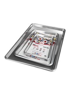 Fat Daddios 3-Piece Jelly Roll Bakeware Sheet Pan Silver 45.72 x 33.02 x 2.54cm 