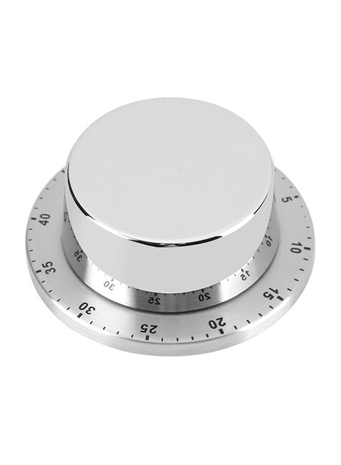 60 Minutes Mechanical Magnetic Timer Silver 8.5 x 4.5 x 8.5cm