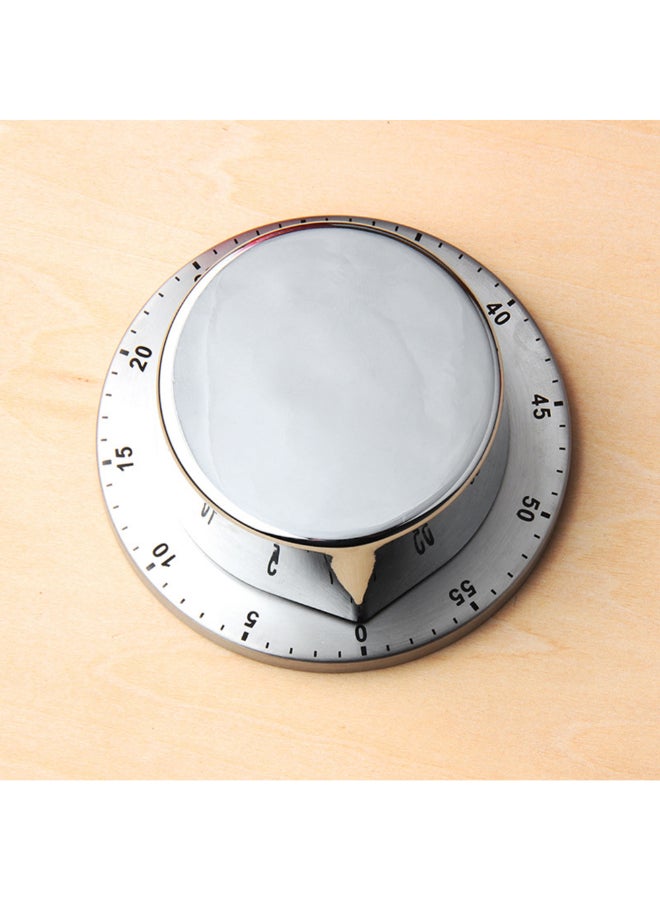 60 Minutes Mechanical Magnetic Timer Silver 8.5 x 4.5 x 8.5cm