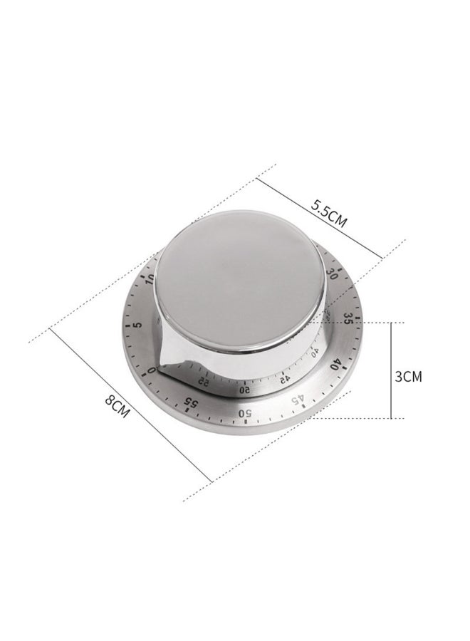 60 Minutes Mechanical Magnetic Timer Silver 8.5 x 4.5 x 8.5cm