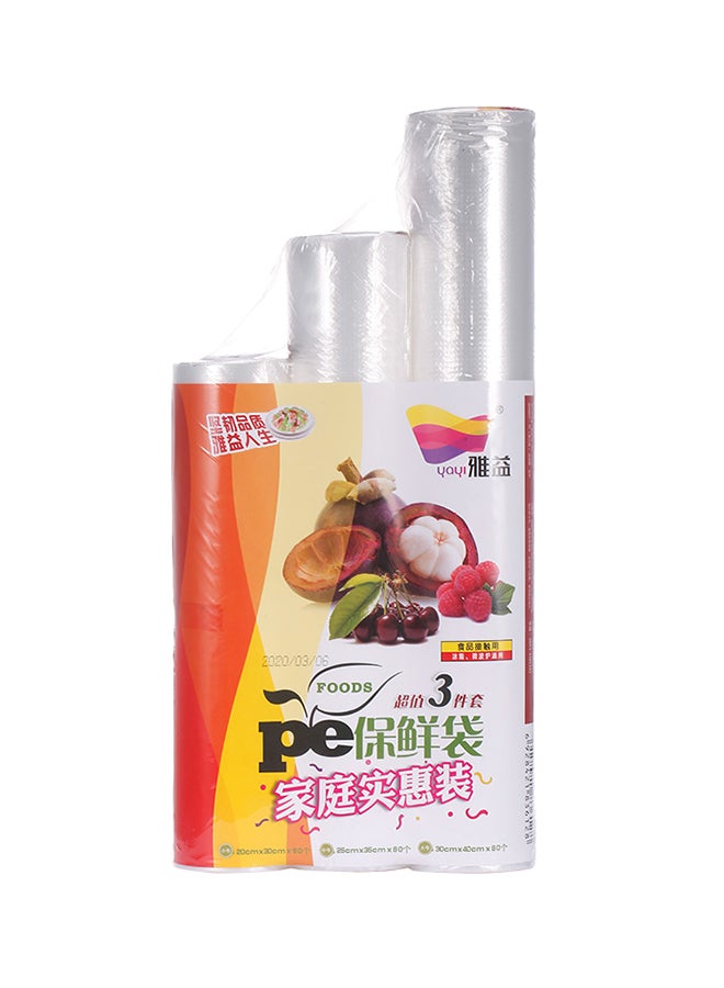 3-Piece Food Storage Wrap Bags Clear 30.5 x 5 x 14.5cm - Image 1
