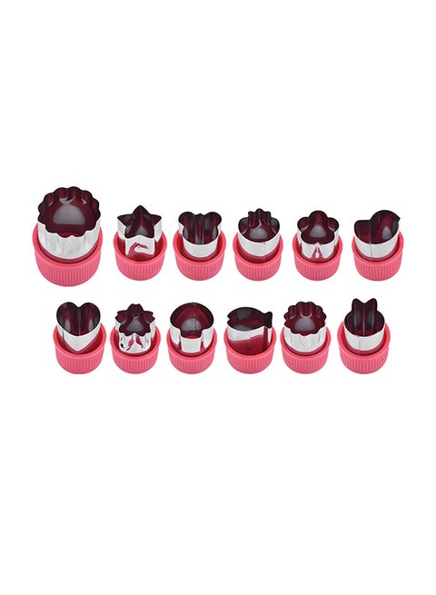 12-Piece Embossing Biscuit Cutting Mold Pink 20 x 4.5 x 6.5cm