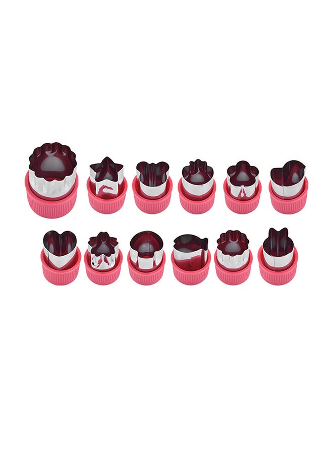 قالب تقطيع البسكويت مزين بنقوش بارزة من 12 قطعة وردي 20 x 4.5 x 6.5سم - Image 1