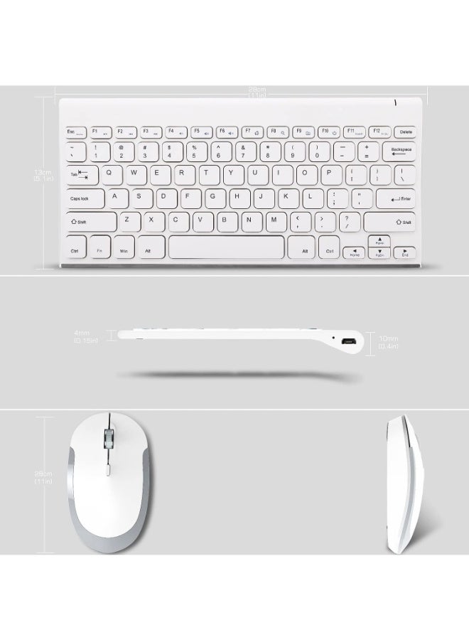 Mini Wireless Keyboard With Mouse White