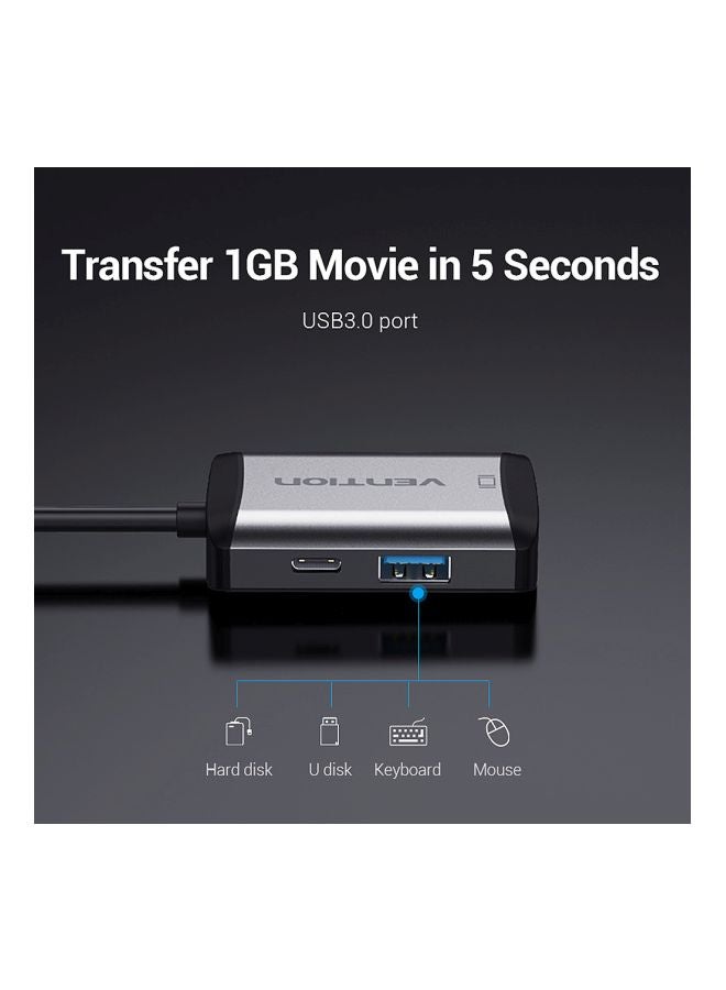 فينشن موزع TFAHB بمنفذ USB C ‫4 في 1 أسود/ فضي - Image 2