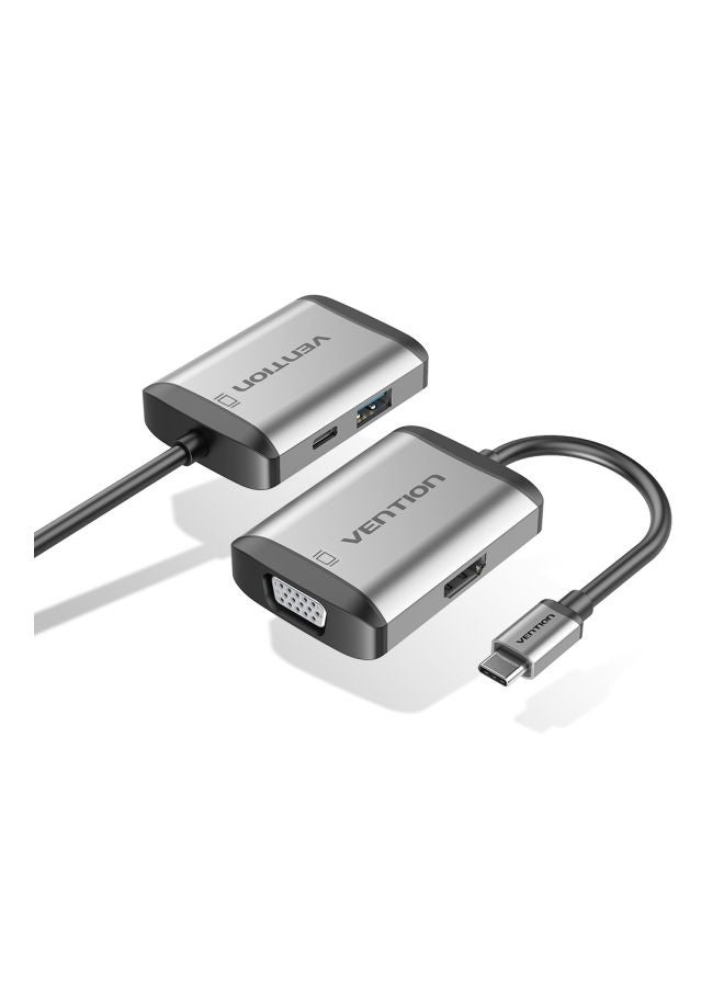 فينشن موزع TFAHB بمنفذ USB C ‫4 في 1 أسود/ فضي - Image 3