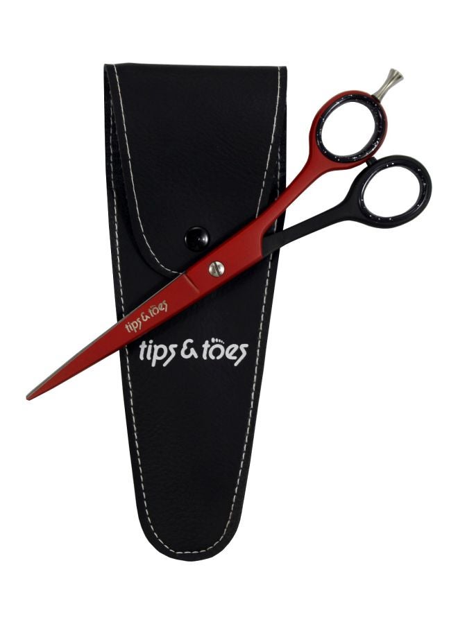 Tips & Toes - Professional Barber Scissors With Case Red/Black - Image 1