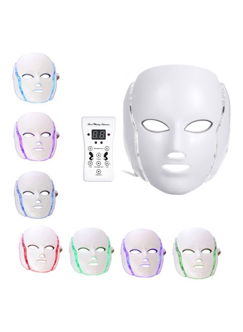 7-LED Colour Optical Whitening Face Mask With Remote Kit White/Black