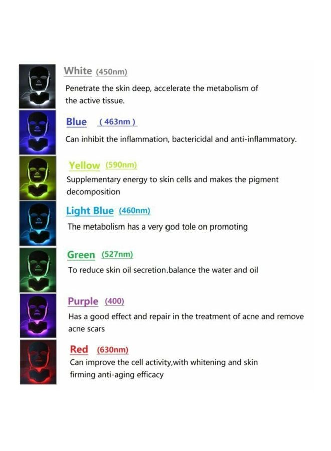 7-LED Colour Optical Whitening Face Mask With Remote Kit White/Black