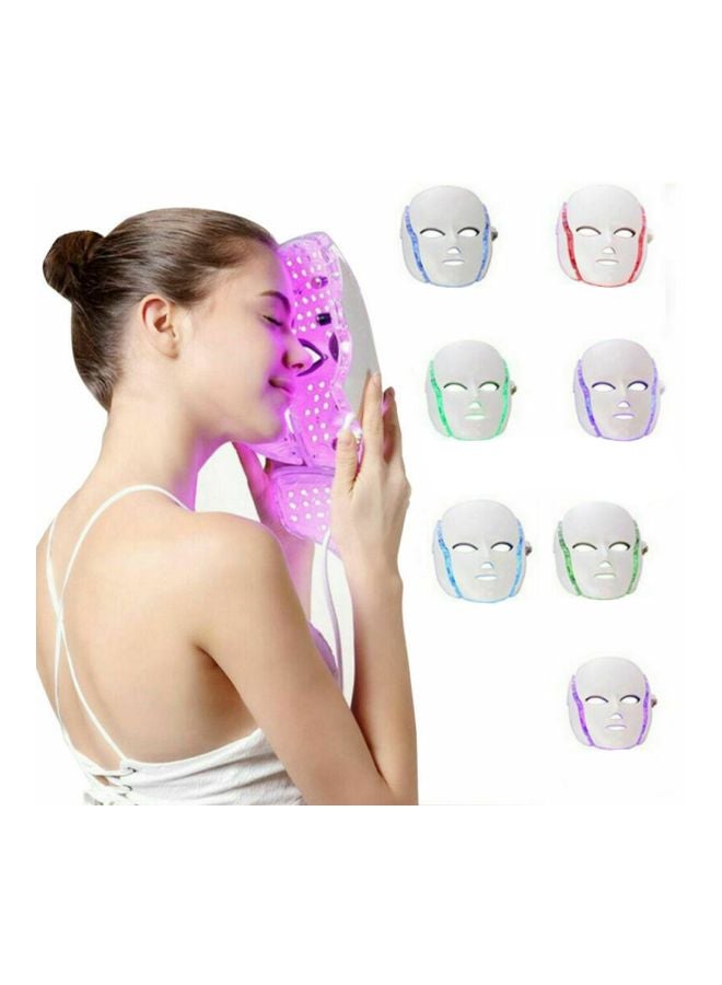 7-LED Colour Optical Whitening Face Mask With Remote Kit White/Black