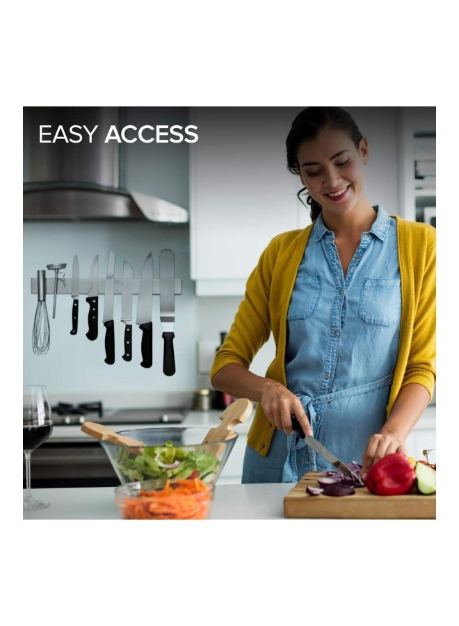 Magnetic Wall Mount Knife Holder Silver 31cm - Image 3