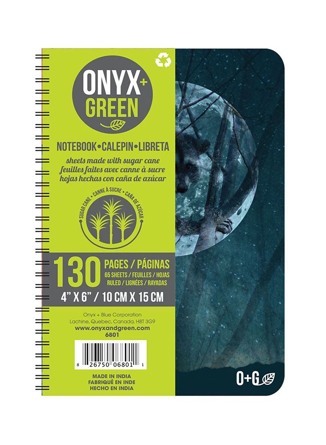 Spiral Bound Notebook 4"x6" 65 Sheets of Sugar Cane Paper Ruled Blue/Black