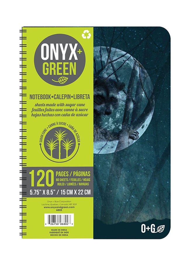 Spiral Bound Notebook 5.75"x8.5" 60 Sheets of Sugar Cane Paper Ruled Blue/White/Black