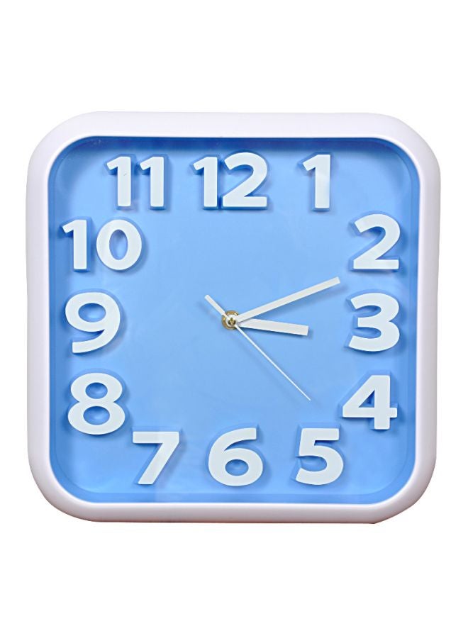 Square Shaped Wall Clock Blue/White 30x30cm