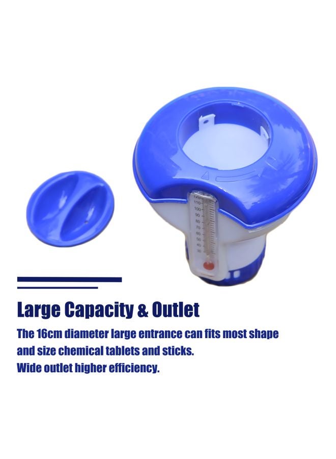 Floating Swimming Pool Chlorine Dispenser With Thermometer White/Blue 10x12x5centimeter - Image 2