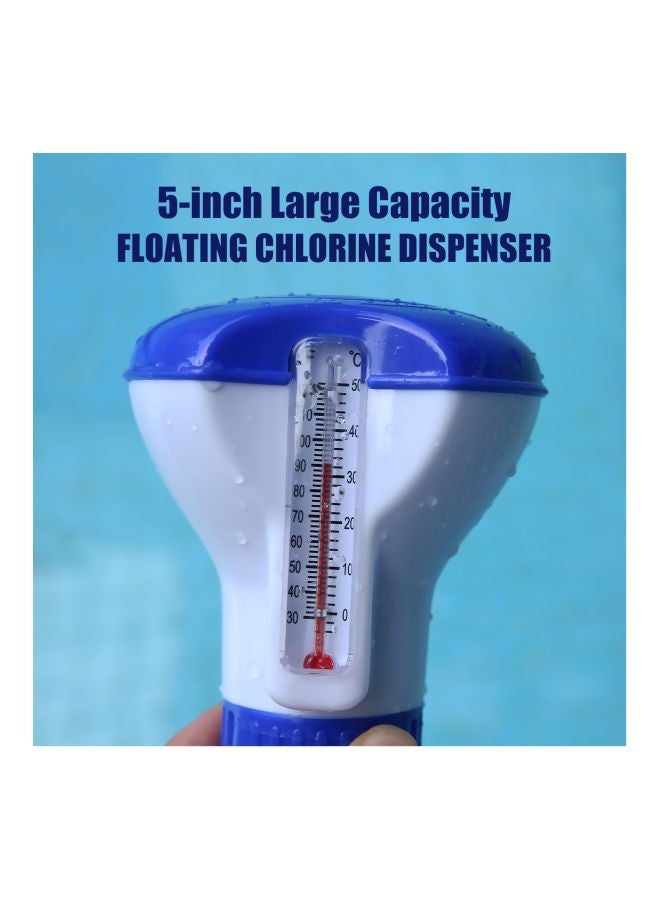Floating Swimming Pool Chlorine Dispenser With Thermometer White/Blue 10x12x5centimeter - Image 3