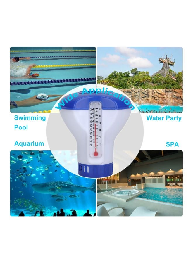 Floating Swimming Pool Chlorine Dispenser With Thermometer White/Blue 10x12x5centimeter - Image 4
