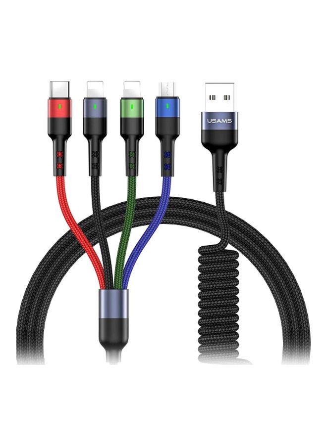 Usams 4-In-1 Charging Cable Black/Blue/Red - Image 1