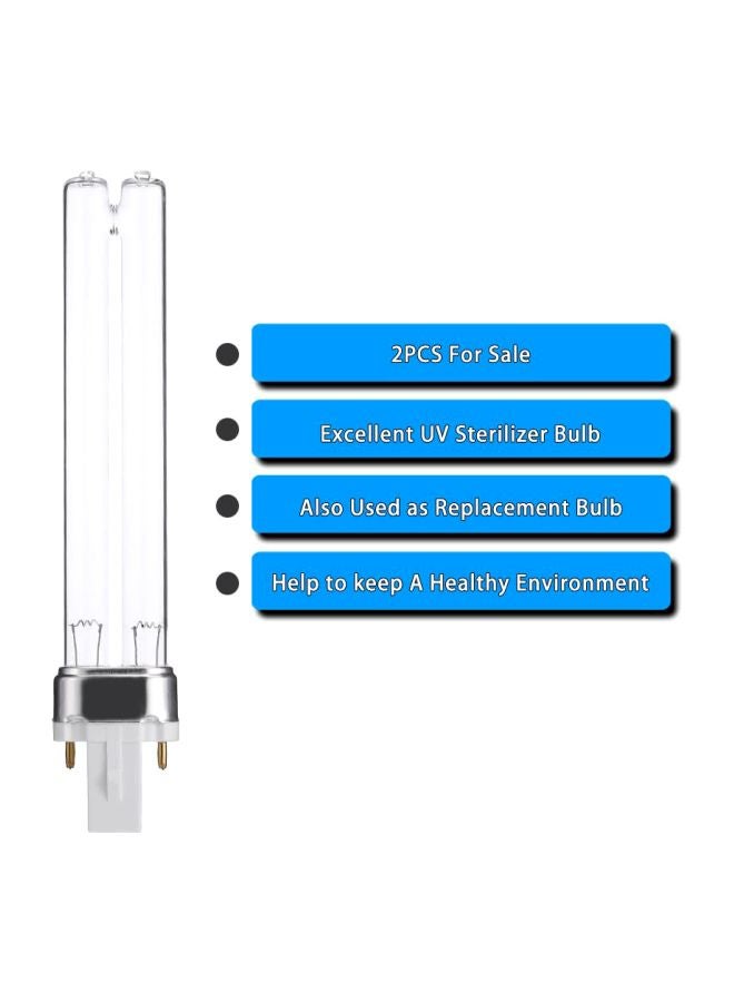 طقم مصابيح معقمة بالأشعة فوق البنفسجية لحوض السمك مكون من قطعتين أبيض 20سم - Image 2