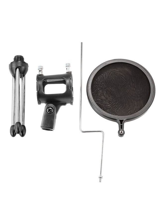 Generic - Microphone Tripod Stand With Pop Filter V7563 Black/Silver - Image 1