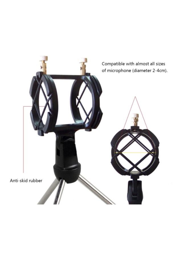 Generic - Microphone Tripod Stand With Pop Filter V7563 Black/Silver - Image 1