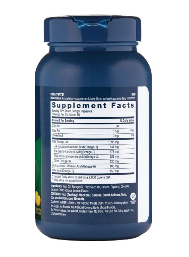 جي إن سي مكمل غذائي من مركب أوميغا ثلاثي القوة - 90 كبسولة هلامية - Image 2