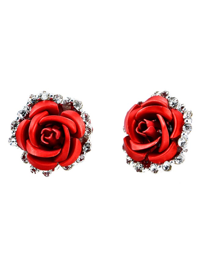 Fashion Alloy Crystal Rhinestone Flower Ear Studs - Image 1