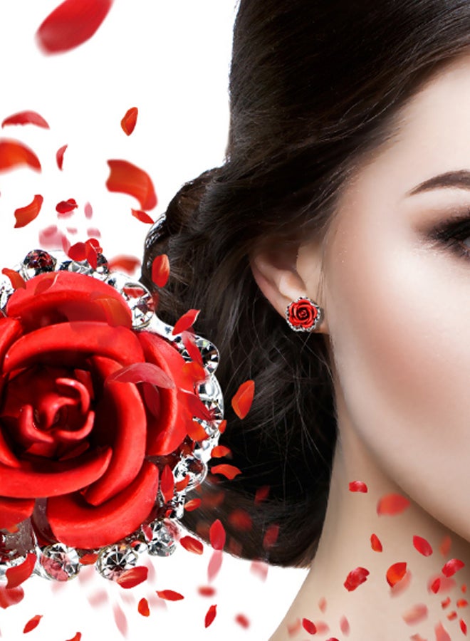 Fashion Alloy Crystal Rhinestone Flower Ear Studs - Image 2