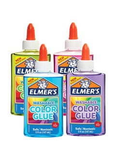 ELMER'S Pack Of 4 Washable Color Glue For Making Slime Multicolour 