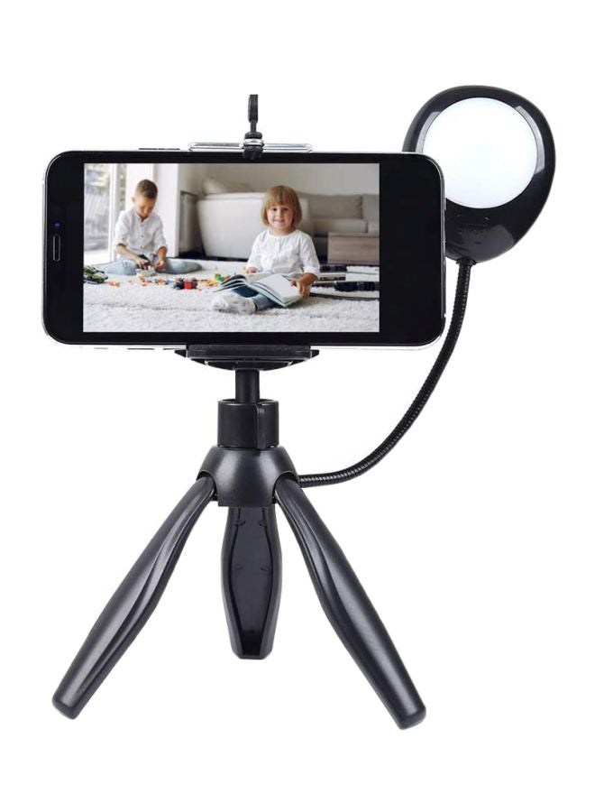 Trands Tripod Stand With Selfie Ring Light Cell Black  - Image 1