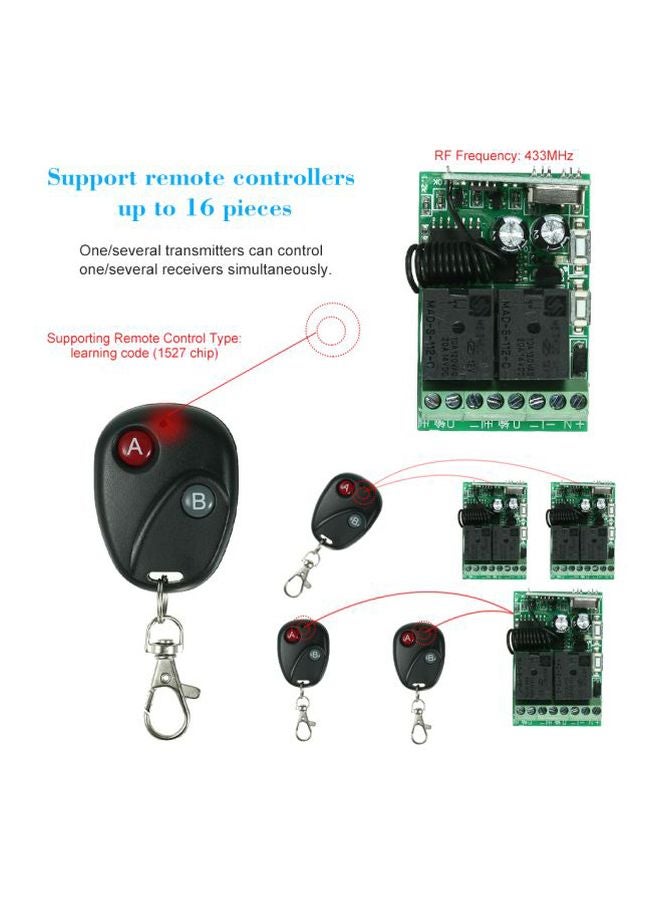 Generic 2-Piece RF Remote Control Switch And Receiver Set Black/Green/Red  - Image 2