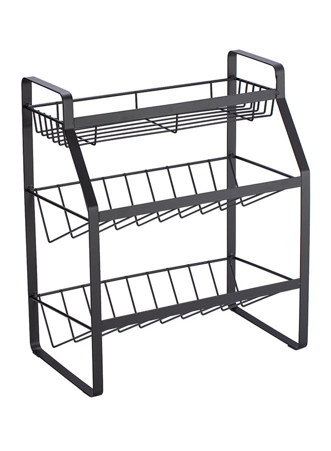 3-Tier Bottle Holder Organizer Spice Rack Black 41 x 26 x 36.50cm - Image 1