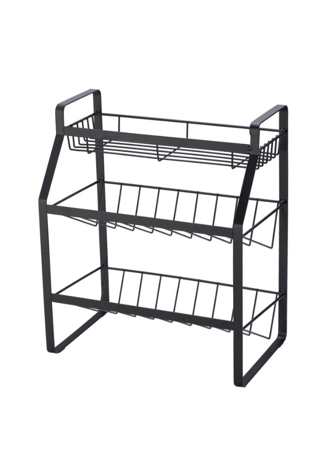3-Tier Bottle Holder Organizer Spice Rack Black 41 x 26 x 36.50cm - Image 2