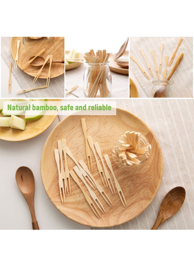 100-Piece Mini Dessert Bamboo Fork Yellow 10 x 1 x 10centimeter  - Image 3