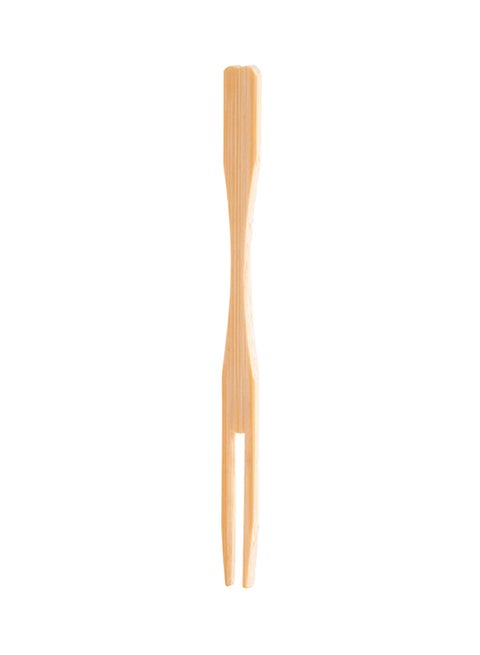 100-Piece Mini Dessert Bamboo Fork Yellow 10 x 1 x 10centimeter