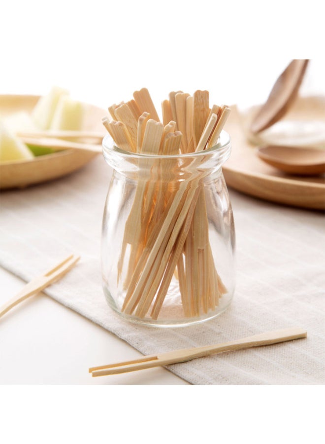 100-Piece Mini Dessert Bamboo Fork Yellow 10 x 1 x 10centimeter  - Image 2
