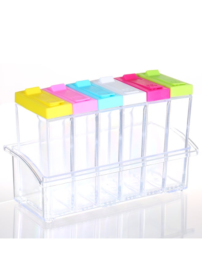 Set of 6 Plastic Mini Storage Spice Jar Clear 17.5 x 8 x 11.5cm - Image 2