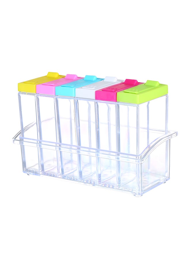 Set of 6 Plastic Mini Storage Spice Jar Clear 17.5 x 8 x 11.5cm - Image 1