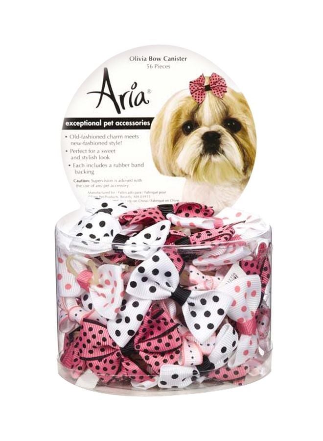 ARIA 56-Piece Olivia Bow Canister Set White/Black/Pink 2inch - Image 1