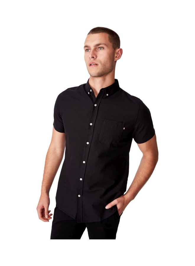 Cotton On Vintage Prep Short Sleeves Shirt Black Oxford  - Image 1