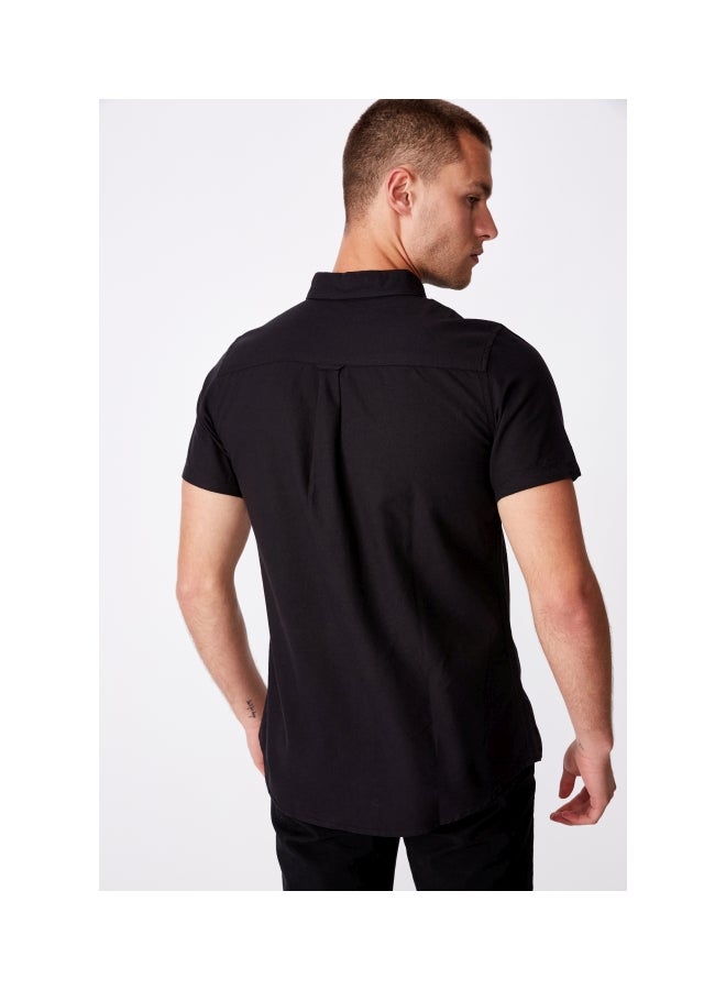 Cotton On Vintage Prep Short Sleeves Shirt Black Oxford  - Image 2