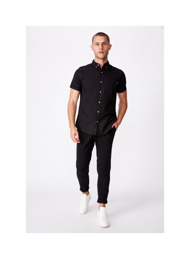 Cotton On Vintage Prep Short Sleeves Shirt Black Oxford  - Image 3